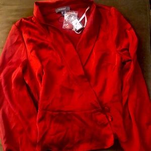Satin Crimson-Colored Blouse
